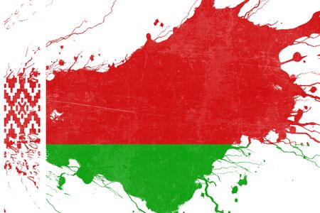 Belarus flag with some soft highlights and foldsの写真素材