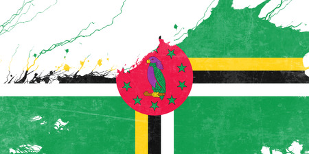 Dominica flag with some soft highlights and foldsの写真素材