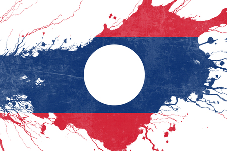 Laos flag with some soft highlights and foldsの写真素材