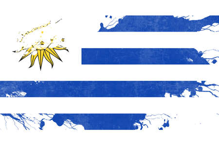 Uruguay flag with some soft highlights and foldsの写真素材