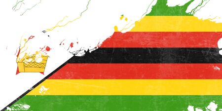 Zimbabwe flag with some soft highlights and foldsの写真素材