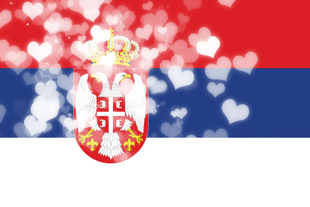 Serbia flag with some soft highlights and foldsの写真素材