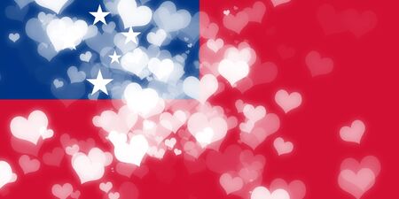 Samoa flag with some soft highlights and foldsの写真素材