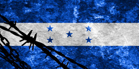 Honduras flag with some soft highlights and foldsの写真素材