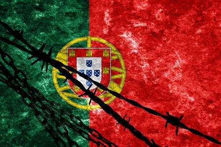 Portugal flag with some soft highlights and foldsの写真素材