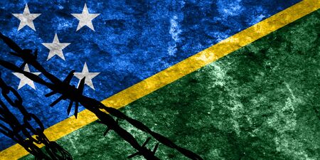 Solomon islands flag with some soft highlights and foldsの写真素材