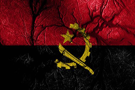 Angola flag with some soft highlights and foldsの写真素材