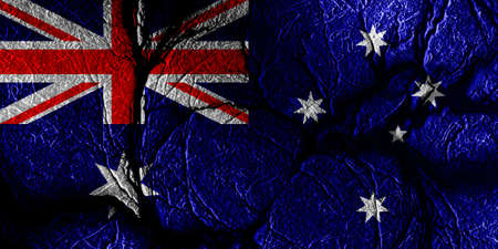 Australia flag with some soft highlights and foldsの写真素材