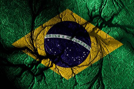 Brasil flag with some soft highlights and foldsの写真素材