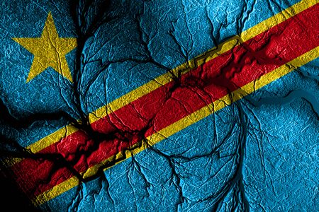 Democratic republic of the congo flag with some soft highlights and foldsの写真素材