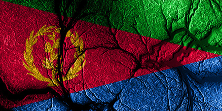 Eritrea flag with some soft highlights and foldsの写真素材