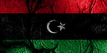 Libya flag with some soft highlights and foldsの写真素材
