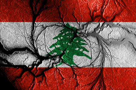 Lebanon flag with some soft highlights and foldsの写真素材