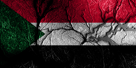 Sudan flag with some soft highlights and foldsの写真素材