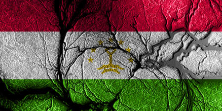Tajikistan flag with some soft highlights and foldsの写真素材