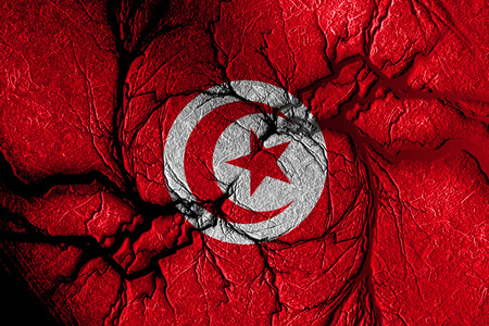 Tunesia flag with some soft highlights and foldsの写真素材