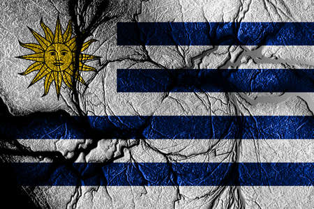 Uruguay flag with some soft highlights and foldsの写真素材