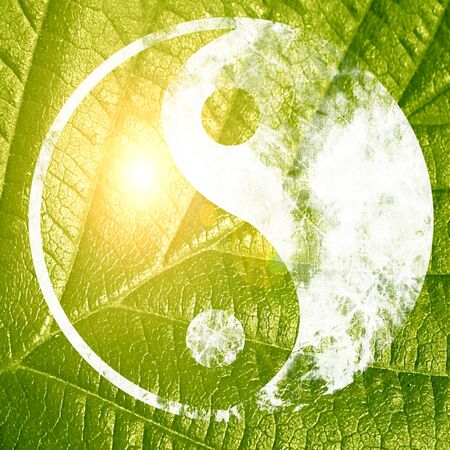 The yin and yang grass sign with some soft spots and highlightsの写真素材