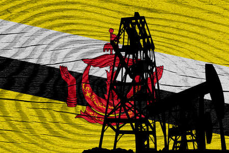 Brunei flag with some soft highlights and foldsの写真素材