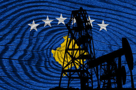 Kosovo flag with some soft highlights and foldsの写真素材