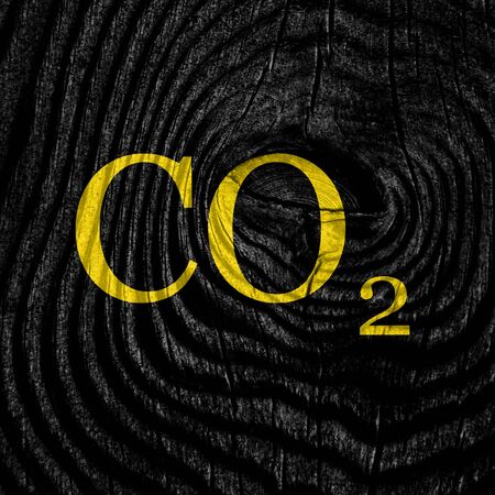 CO2 warning sign with yellow and black colorsの写真素材