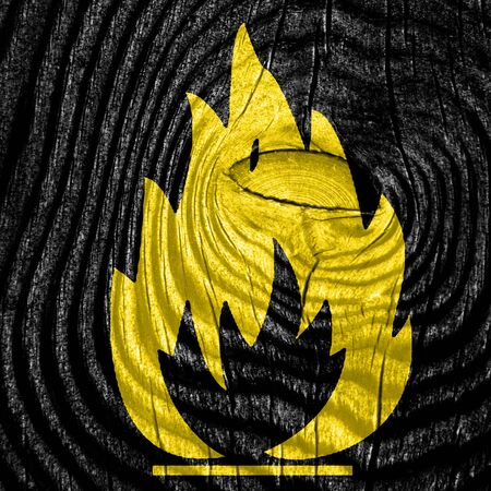 Flammable hazard sign with yellow and black colors