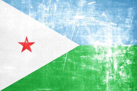 Djibouti flag with some soft highlights and foldsの写真素材