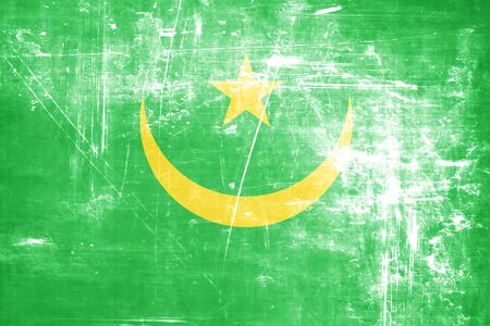 Mauritania flag with some soft highlights and foldsの写真素材