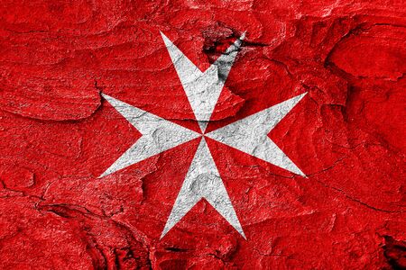 Malta knights flag with some soft highlights and foldsの写真素材