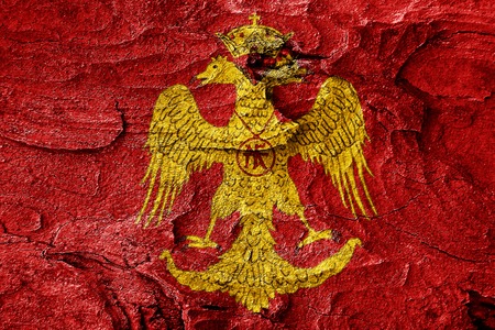 Byzatine eagle flag with some soft highlights and foldsの写真素材