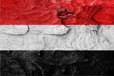 Yemen flag with some soft highlights and foldsの写真素材