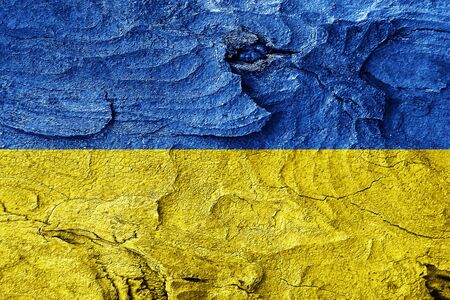 Ukraine flag with some soft highlights and foldsの写真素材