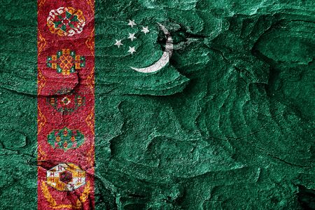 Turkmenistan flag with some soft highlights and foldsの写真素材