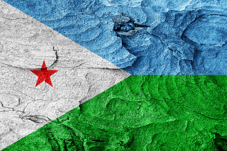 Djibouti flag with some soft highlights and foldsの写真素材