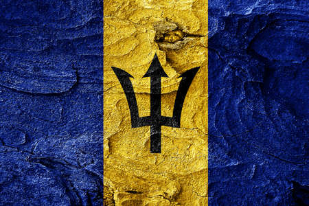 Barbados flag with some soft highlights and foldsの写真素材