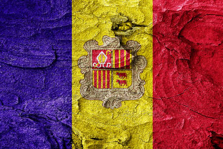 Andorra flag with some soft highlights and foldsの写真素材