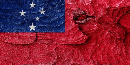 Samoa flag with some soft highlights and foldsの写真素材