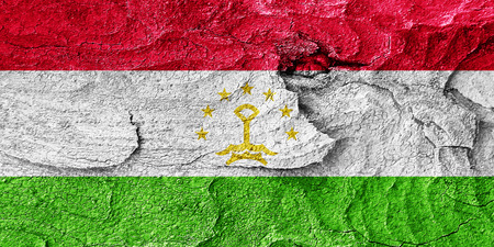 Tajikistan flag with some soft highlights and foldsの写真素材