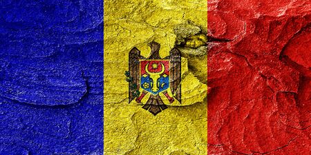 Moldova flag with some soft highlights and foldsの写真素材