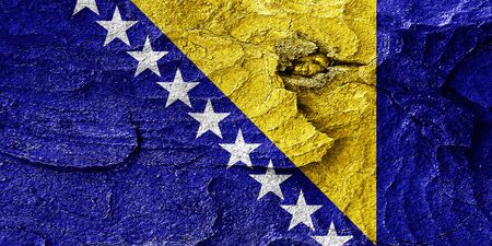 Bosnia and Herzegovina flag with some soft highlights and foldsの写真素材