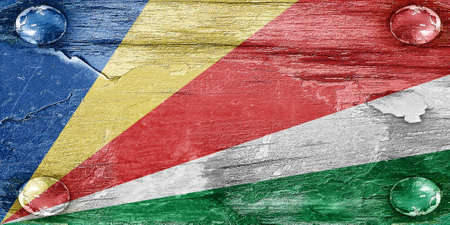 seychelles flag with some soft highlights and foldsの写真素材