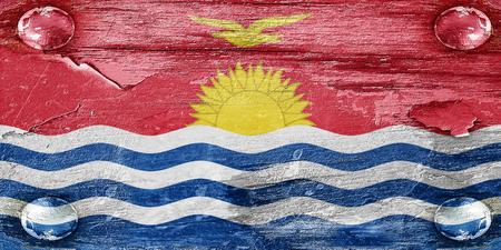 Kiribati flag with some soft highlights and foldsの写真素材