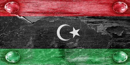Libya flag with some soft highlights and foldsの写真素材