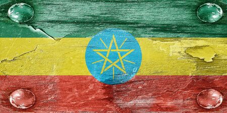 Ethiopia flag with some soft highlights and foldsの写真素材