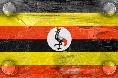 Uganda flag with some soft highlights and foldsの写真素材