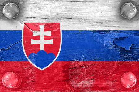 Slovakia flag with some soft highlights and foldsの写真素材