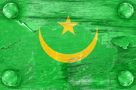 Mauritania flag with some soft highlights and foldsの写真素材
