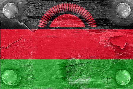 Malawi flag with some soft highlights and foldsの写真素材