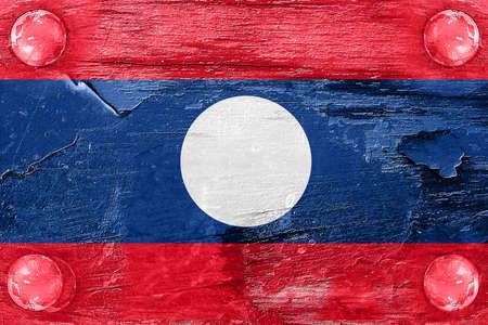 Laos flag with some soft highlights and foldsの写真素材