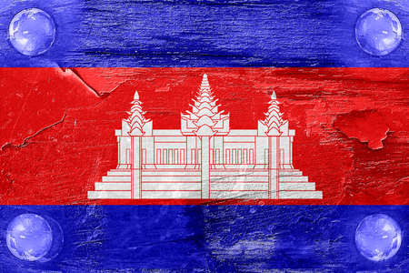 Cambodia flag with some soft highlights and foldsの写真素材